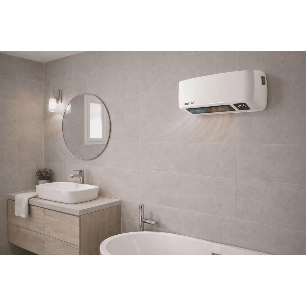 Plein Air - Chauffage Soufflant Electrique 2000W Céramique Mural / A poser avec Télécommande & Thermostat Salle de Bain Chambre