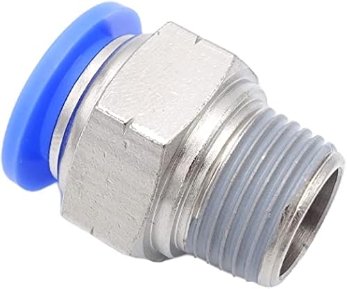 Vista 183 de Empuje para conectar conexión de tubo de 1/8" OD x 1/4" macho NPT rosca, línea de agua recta macho neumática, conectores de empuje rápido