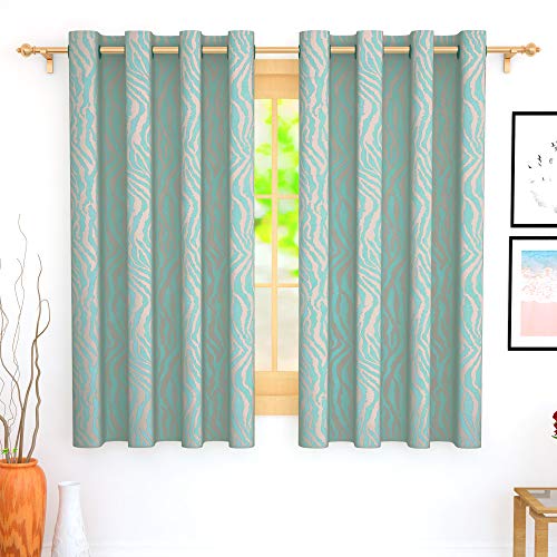 Image of Story@Home Bloom Collection Jacquard Lavish and Modern Rich Animal Print 2 Piece Eyelet Ring top Window Curtain for Bedroom and Hall - 5 Feet, Turquoise
