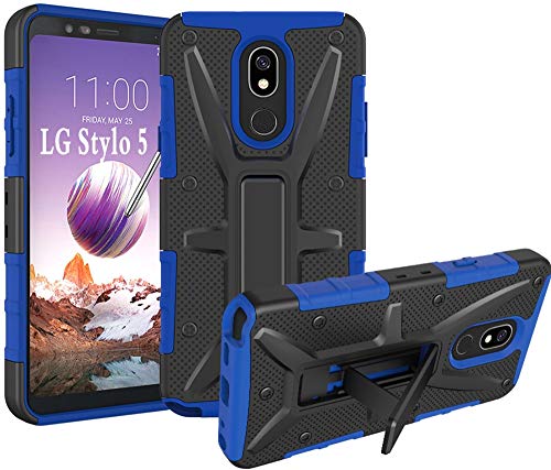 LG Stylo 5 Phone Case, LG Stylo 5 Case, HNHYGETE Dual Layer Heavy Duty Non Slip Shockproof Bumper Rugged Support Protective Cover for LG STYLO 5 (Blue)