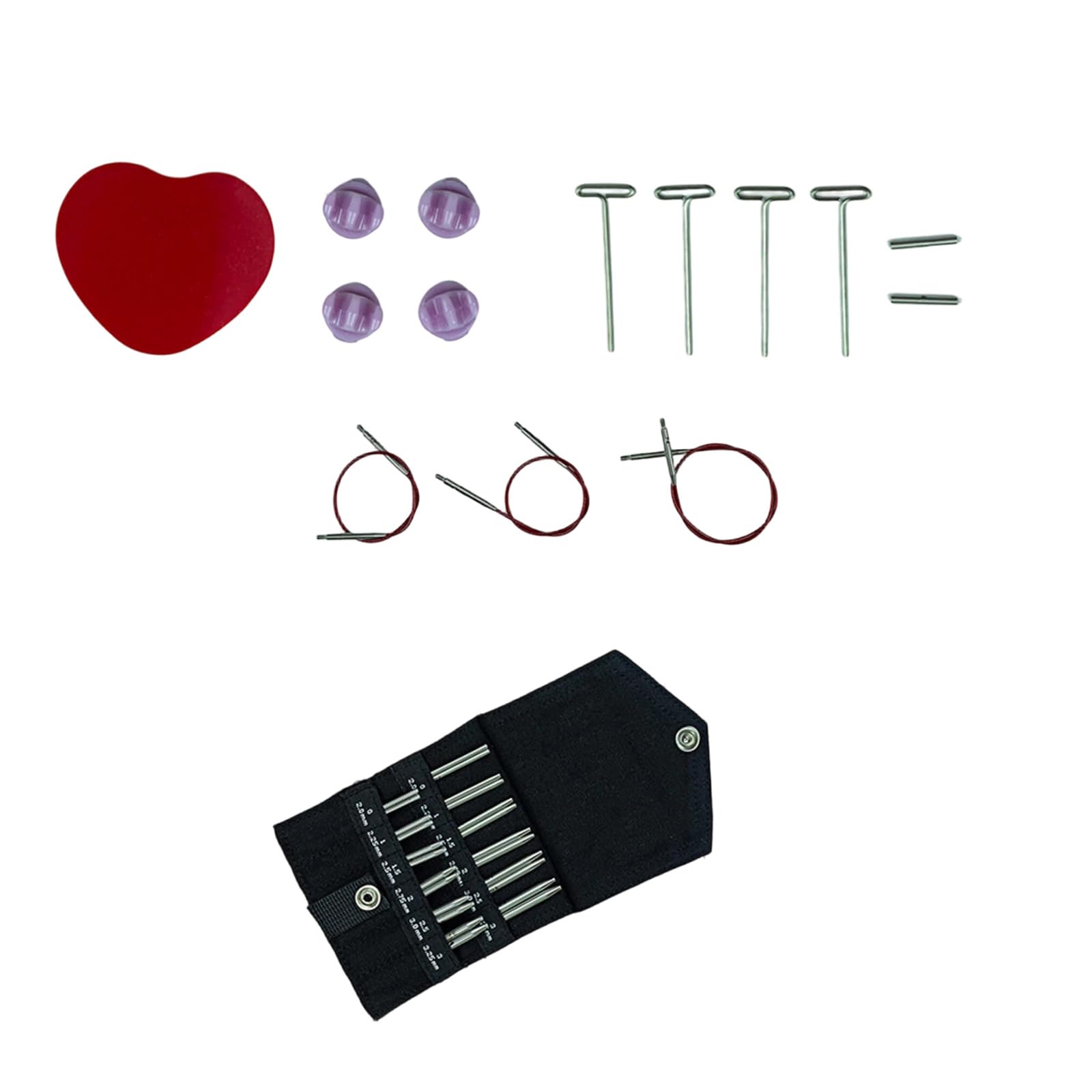 Juego de agujas de tejer circulares de varios tamaños con puntas intercambiables de acero inoxidable y cables flexibles, formato de aguja compacto para usuarios de manualidades de hilo, juego de punto