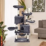 Multi-Level Cat Tree Tower Condo with Cat Scratching Post Cozy,Kitty Activity Center Kitten Play House,Gray