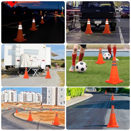 TAOPE Faltkegel Warnkegel, 45cm Reflektierender Verkehrskegel, Orange Verkehrsleitkegel Pylone Faltbar, Faltbar Warnkegel Sicherheitskegel Leitkegel für Straße Sicherheit (1) (1 Stück - Orange)