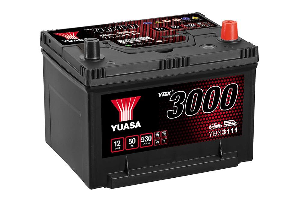 Car Battery YBX3111 Yuasa AM058L 530A 50Ah 3Yr Warranty 236x182x178 SMF