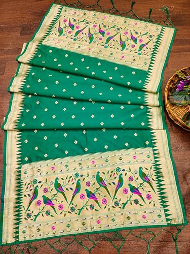 Image of DEVANGI Women's Woven Paithani Banarasi Silk Dupatta /Chunni For Women, Floral Print 1 Meter Wide and 2.3 Meter Length Printed Designer Dupatta /Chunni For Girls