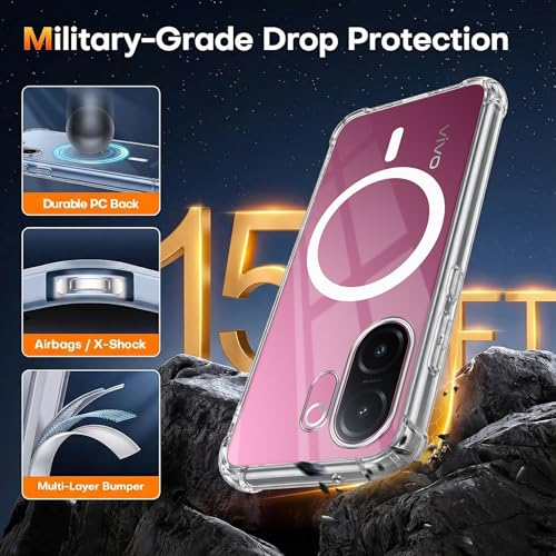 Image of Jkobi Shockproof Crystal-Clear Back Cover for Vivo V60e (Magsafe Wireless Support | Drop & Camera Protection | Hard Polycarbonate)
