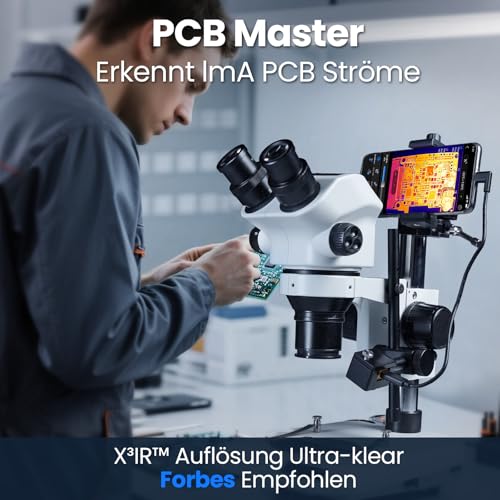 Wärmebildkamera P3 für iPhone und Android Infrarot Kamera Einstellbares Objektiv Super IR Auflösung 512x384, -20℃-600℃ Wärmebildkamera für PCB Inspektion, Schwarz