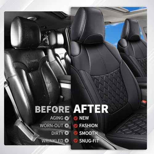 Huidasource Custom Fit RAV4 Front Car Seat Covers, Leather Seat Cushion Cover Accessories Fit for 2019-2024 Toyota Rav4 XLE LE XLE Premium Limited(Not for Hybrid/Adventure/TRD Off-Road/Prime, Black) by Huidasource - Image 5