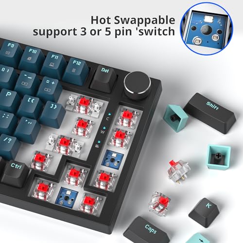 Image of Fogruaden Wired 75% Percent Mechanical Keyboard, RGB Backlit 75 Percent Gaming Keyboard, Gasket Mount TKL Mechanical Keyboard, Hot Swappable Red Switch, NKRO Compact Keyboard with Volume Knob