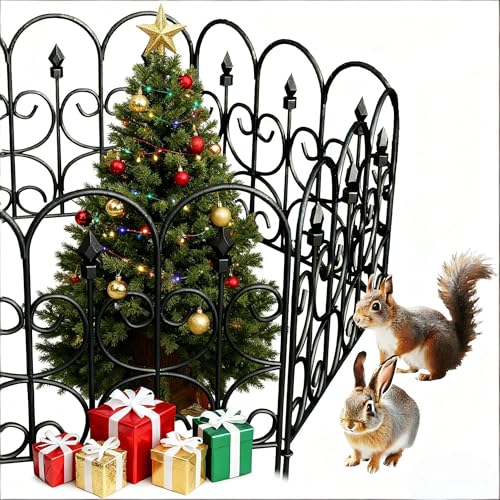 Amagabeli Metall Gartenzaun 5 Stück, 81cm(H) x 3.05m(L), Rostfreier Wetterfest Steckzaun für Beete, Hunde & Teiche, Dekorative Zaunelemente, Komplettset, Einfache Montage​