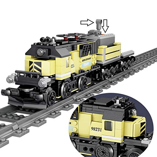 VPPI Technik Zug Eisenbahn Bausatz, Eisenbahnzug Bausteine Modell mit Motor, 392 Teile City Güterzug Klemmbausteine… – Bild 3
