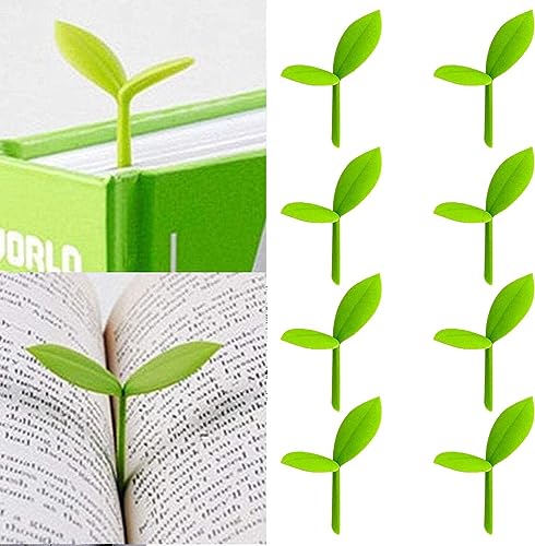 YKING Sprout Little Green Bookmarks Silicone Grass Buds Creative Green Bookmarks Gifts for Book Lovers Reading Set of 8