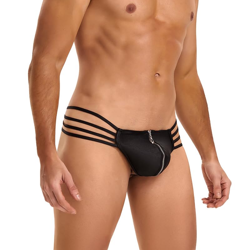 ohyeah Mens Thong Underwear Black Sexy Low Rise G-String Bikini Male T-Back Butt-Flaunting3