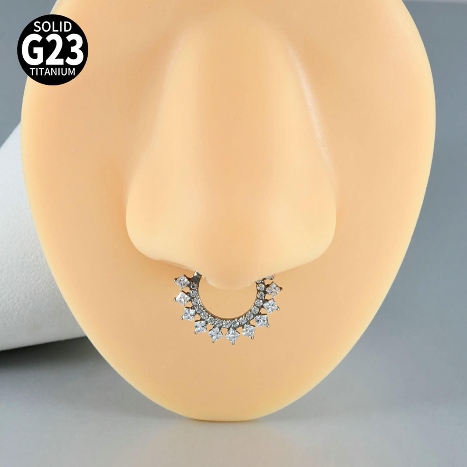 2 sztuki kolczyków koła do piercingu chrząstki G23, tytan, 16 Gauge, 1,2 x 8 mm, obręcz z cyrkonią, pierścień do przegrody nosowej, srebrny