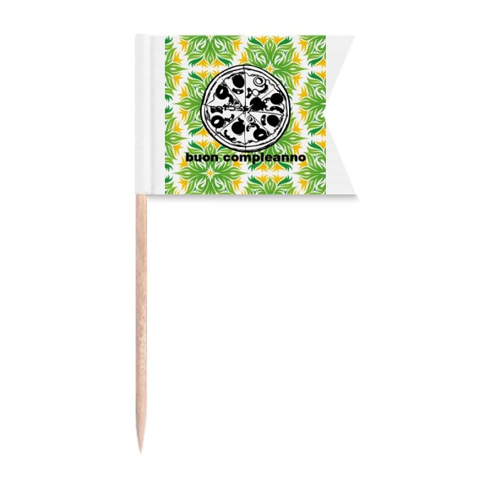 offbb Italian Pizza Gourmet Birthday Happy Toothpick Flags Labeling Marking for Party Cake Food Cheeseplate
