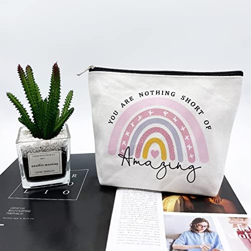 Inspirational Gifts for Women, Thank You Gifts, You are Nothing Short of Amazing Rainbow Makeup Bag, Birthday Gifts for Women, Best Friend, BFF, Bestie, Sister, Boss, Wife, Teacher, NHS, Nurse, Her