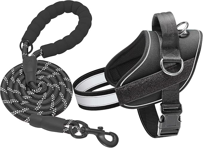 Image of No Pull Dog Harness Adjustable Reflective Oxford Easy Control Medium Large Dog Harness with A Free Heavy Duty 5ft Dog Leash