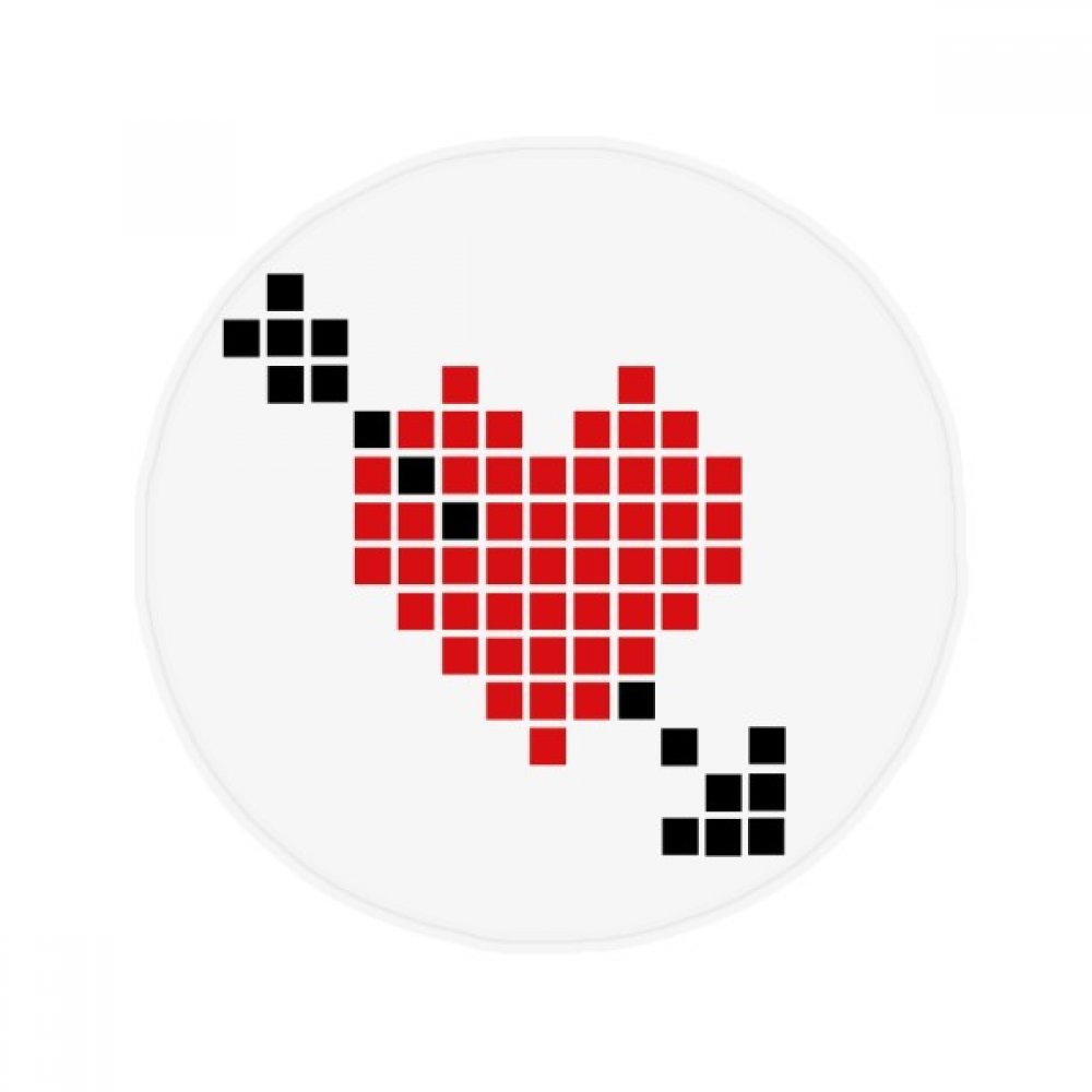 Tapis Saint-Valentin pixel cœur, un tapis de sol rond et antidérapant idéal pour offrir 80cm