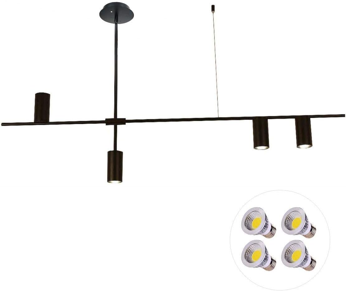Bеѕt Rеvіеw BOKT Nordic Minimalist 4-Light Pendant Light Adjustable Modern Linear Kitchen Island Lighting Black Ceiling Spotlight Fixture for Dinning Room Living Room （Include Bulb）