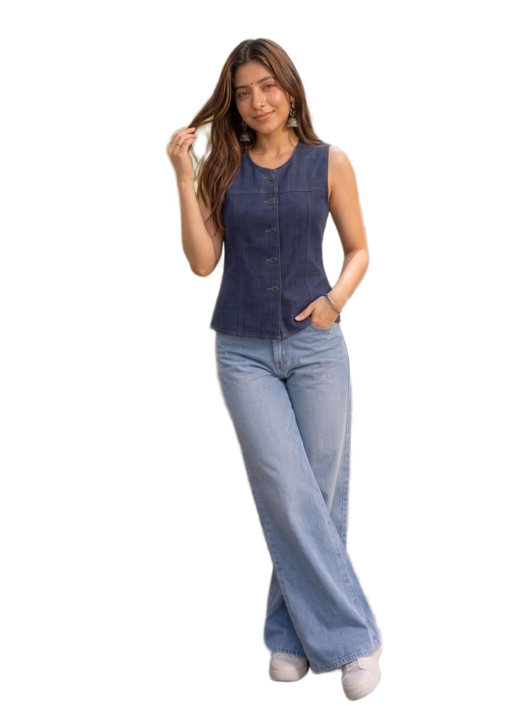 Women's Structured Denim Vest Top-picture-15