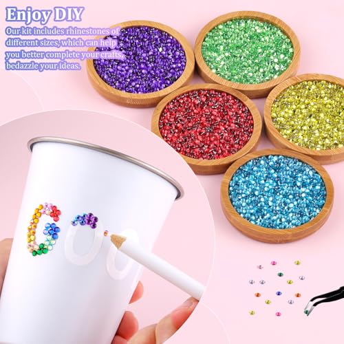 Image of 24000Pcs Resin Rhinestones for Bedazzling with Tweezers, Multicolor 3mm Rhinestones for Crafting with 3Pcs 10ml B7000 Jewelry Glue for DIY Crafts Clothing Tumblers Shoes Fabric Nail Art