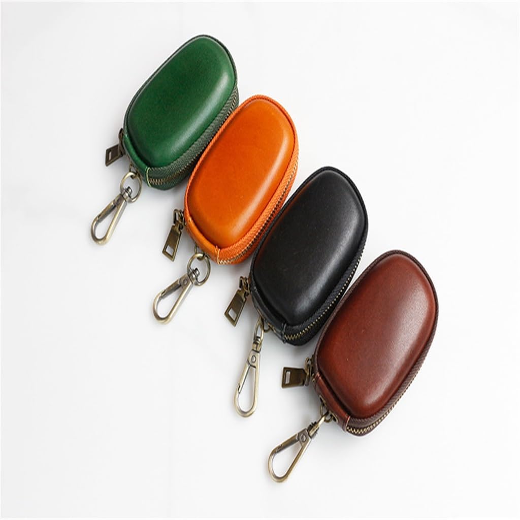 Retro Toned Zippered Car Key Holder with Compact Design for Access Cards and Door Storage