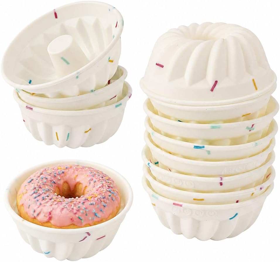 12 PCS Fluted Tube Cake Pan, 3 Inch Mini Silicone Cake Molds