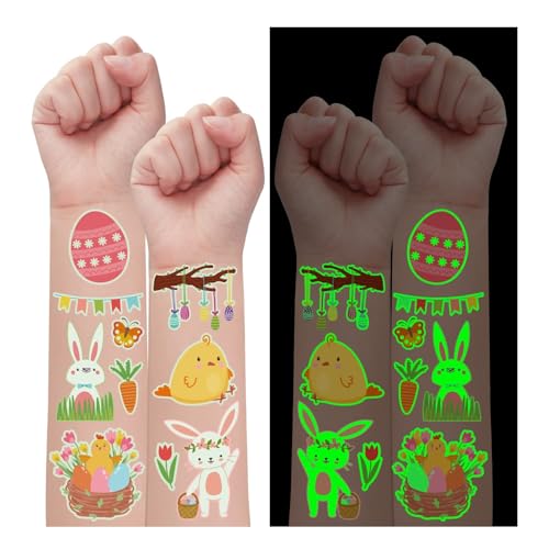 PARTYWIND Glow Easter Basket Essentials Temporary Tattoos for...