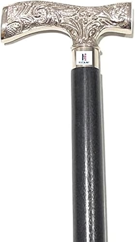 Cromado Scroll Fritz bastón para caminar con eje de madera de haya negra