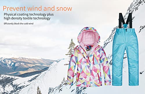 Image of Girls /Boys Snowsuits Hooded Insulated Windproof Winer Coats Ski Jacket Snow Pants Set