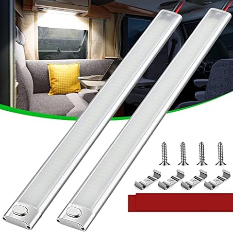 CT CAPETRONIX 12v LED Interior Light Bar, 168LEDs 1700LM 10W, DC 12 Volt led Strip Lights with ON/Off Switch, for Enclosed Cargo Trailer, Car RV Van Truck Lorry Camper Boat Caravan Motorhome (2Pcs) Cover