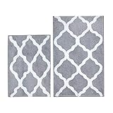 [page_title]-Pauwer Badematten Set Weicher Rutschfest Waschbar Badvorleger für Badezimmer, Mikrofaser Badezimmerteppich Duschmatte (Grau, 45x65cm + 53x86cm)