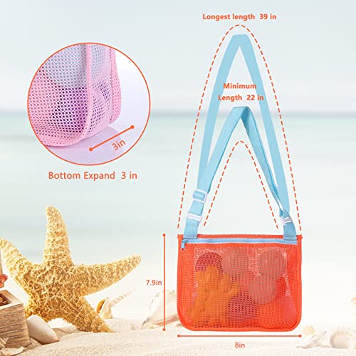 Dirichlet Beach Toy Mesh Beach Bag Kids, Sand Toy Shell Collecting Bag, Sand Toy Totes Seashell Bag With Adjustable Carrying Straps For Girls And Boys(Only Bags, 3 Pack) #TOP2