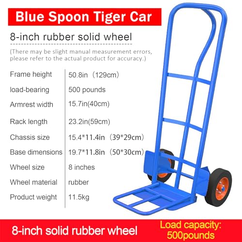 Carretilla manual resistente 250 kg rueda 26 cm azul miniatura 2