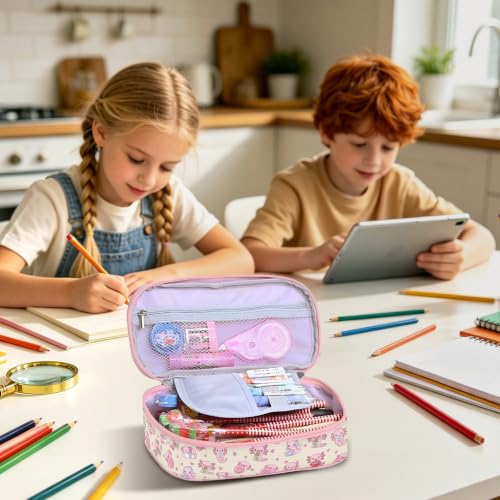 Image of Axolotl Pencil Case, Axolotl Pen Bag For School, Pink Pencil Case For Kids Girls Boys, Large Capacity Desk Organizer School, Pink Pen Box Birthday Gifts
