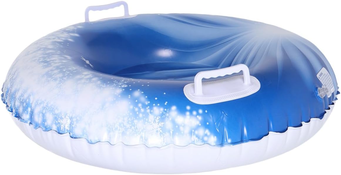 Heavy Duty Inflatable Snow Tube Sled with Handles, PVC Winter Snow Sled for Outdoor Sledding Fun