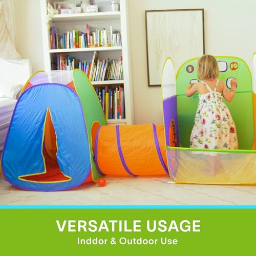 Image of Alvantor Kids Tent Play Tent Fun Toss It Game Zone 3-in-1 Pop Up Play Tunnel Indoor Outdoor Great Game & Toy Gift for Children (Include 4 Balls)