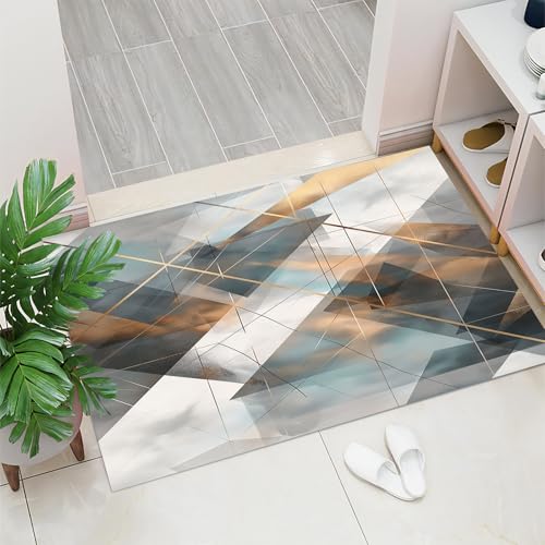 Lignes géométrique tapis de sol absorbant paillasson interieur entree beige - 3