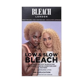 Bleach London Low and Slow Bleach Kit - Gentle Lightening for Curly, Coily and Fine Hair - Lifts Up to 6 Levels - Includes Bond Restoring Mask - Suitable for All Hair Types - Complete Kit
