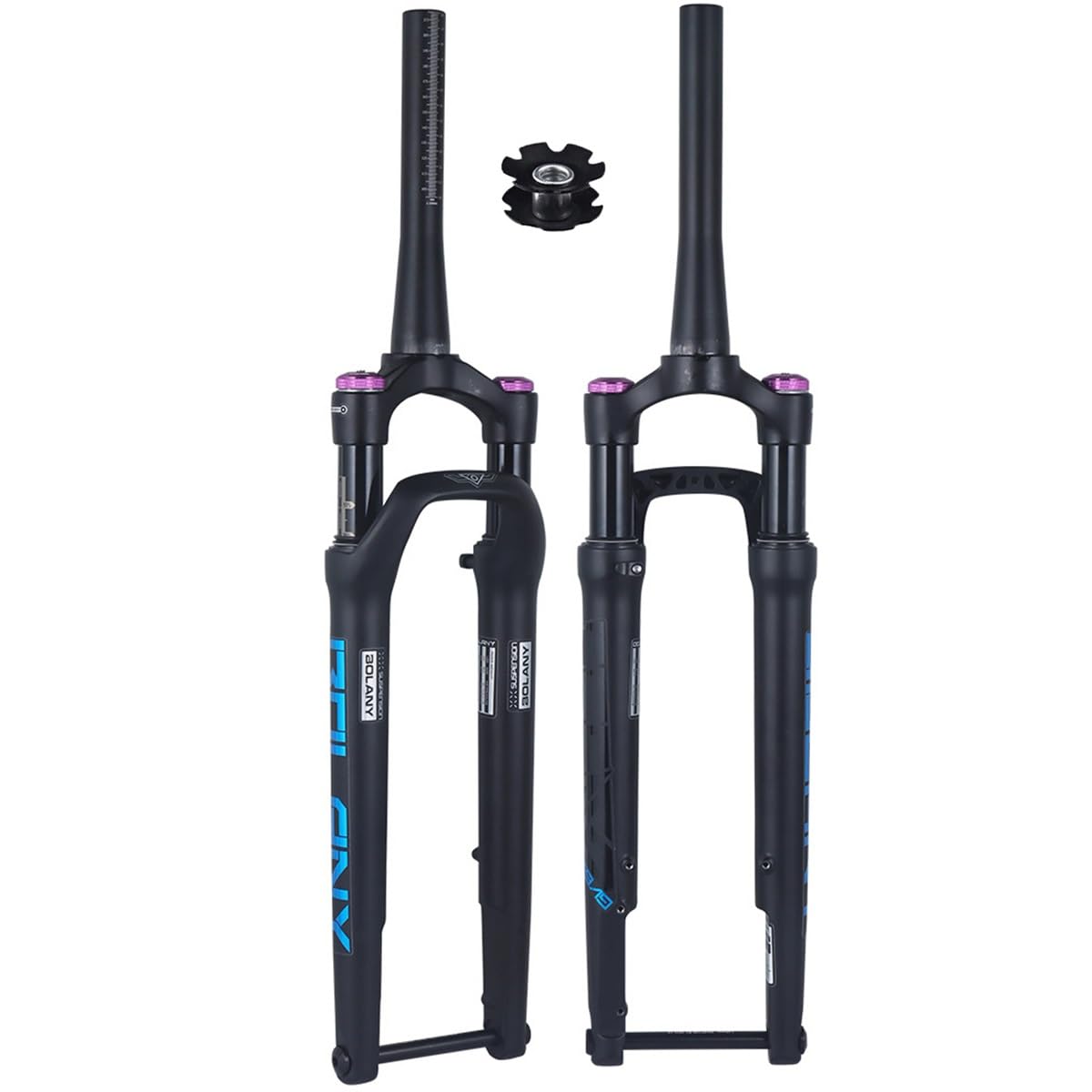 Horquilla de suspensión neumática para Bicicleta de Carretera 700C, Tubo de dirección cónico de 1-1/8 Pulgadas, Eje pasante, 12 * 100 mm, Horquilla Delantera para Bicicleta, 60 mm