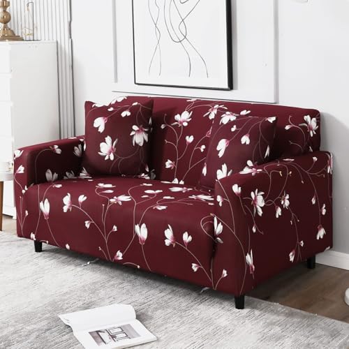 Image of HOKIPO 95% Polyester, 5% Spandex Stretchable Elastic Cover For Sofa 2 Seater (Ar-4094-D11, Red)