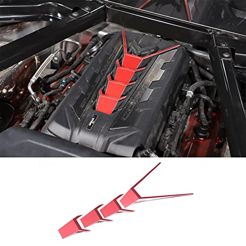 Image of CHEAYAR Engine Shroud Cover Panel Trims Compatible with Chevrolet Corvette C8 2020-2023, Aluminum Alloy Engine Bay Panel Cover, C8 Accessories (Red)