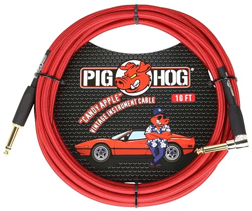 Câble d'instrument 3 m Pig Hog PCH10CAR jack guitare électrique et basse tressé