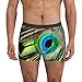 Peacock Feather Printing Mens Boxer Briefs With Fashion Pattern,Anti Chafing Underwear,Comfortable Moisture-Wicking Black