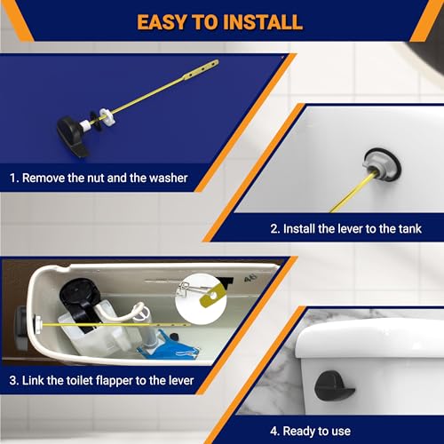 Image of Side Mount Toilet Handle Replacement, Compatible with American Standard, Kohler, TOTO, Gerber and Most Side Mount Toilet Tanks - Matte Black