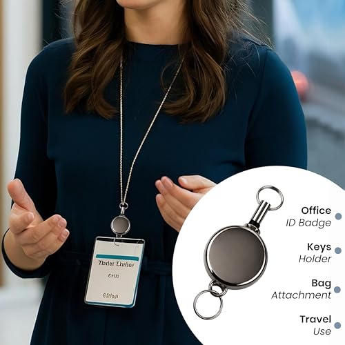 Image of Storite Retractable Keychain ID Badge Holder Keyring | Secure Carabiner Clip for Backpacking, Fishing, Outdoor Use | Durable ABS, Lightweight & Reusable | Ideal for Everyday Travel