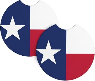 Flag of Texas Print Car Cup Holder Coaster 2 Pack for Waterproof Cups Holders Holder Coasters with A Finger Notch