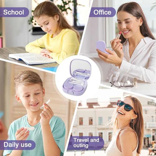 image for KAOPET 5 Pack Contact Lens Cases, Contact Travel Case Kit with Mirror,