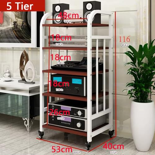 Étagère de rangement audio à 5 niveaux blanc et noir pour composants HiFi et décodeur TV - 3