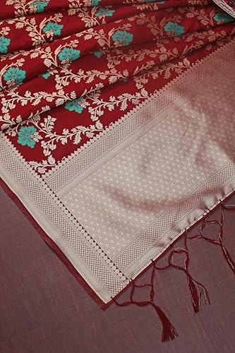 Image of DEVANGI Women's Woven Jacquard Banarasi Silk Printed Dupatta /Chunni with Meena Work, Width 1 Meter, Length 2.5 Meter